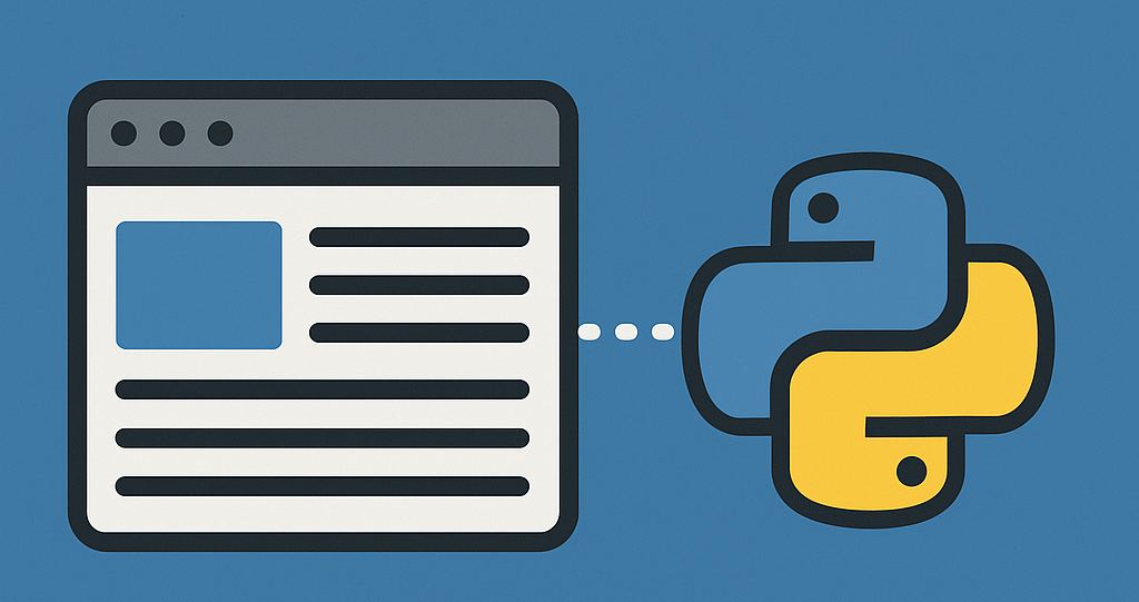 Illustration of a web page linked to the Python logo