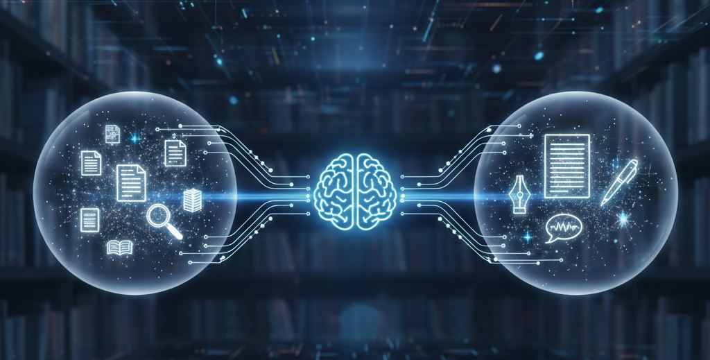 Digital brain connecting document retrieval and text generation